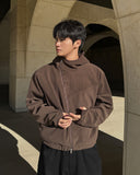 Diagonal Corduroy Hood Zip-up