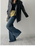 Flat Single Overfit Leather Jacket