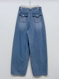 206 Back Pocket Balloon Fit Wide Denim Pants