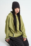 Carmine waffle hood sweat long sleeve