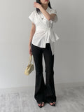 Striped Low Bootcut Denim Pants