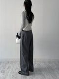 Leather Stripe Wide Slacks