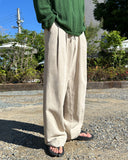 Marv Linen Two-Tuck Wide Slacks