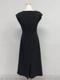 Boat Neck Shirring H-Line Long One Piece