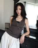 V rib sleeveless top