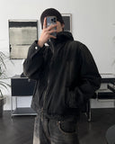 Smog Washed Hood Denim Zip-Up