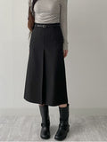 [Belt set] Bella pleated A-line long skirt
