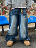 Deep Brush Biker Wide Denim