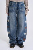 Star side patch denim pants
