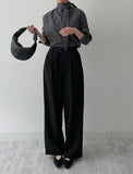 Marron Belted Two-Tuck Wide Slacks