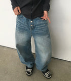 Arne Button Fly Curved Denim Pants