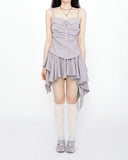 Queen's Shirring Bustier + Unbalanced Flare Skirt Set
