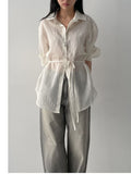 Rollin Belted Loose-Fit Long Blouse