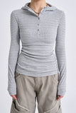 Seasoning stripe hood long sleeve