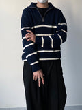 Stripe Half Zip-Up Knit