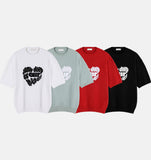 Heart Lettering Short Sleeve Knit