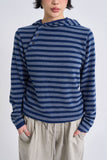 Diagonal button knit hoodie