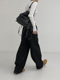 [unisex] Back pin tuck wide denim pants