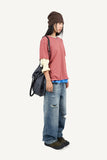 Striped cropped cutoff t-shirt