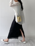 Organza chiffon layered long skirt