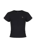 (W) DSMT METAL LOGO CROP TOP