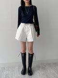 Culotte Wide Denim Shorts