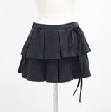 Merlin Wool Strap Pleated Skirt