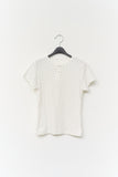 (W) Cherry Dot Button Top