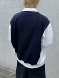 Peach color matching collar zip-up sweatshirt