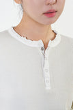 Pigment ribbed henley long sleeve