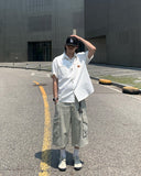 Rivet Patchwork Short Sleeve Shirt
