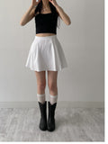 [Pants Lining!] Pin Tuck Flare Mini Skirt