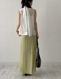 [Scarf SET] Sica V-Neck Sleeveless Blouse
