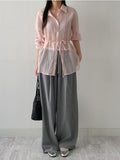 Color Matching Banding Stripe Wide Slacks
