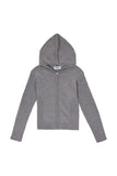 PRTN)Mix ribbed knit hood zip-up