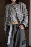 Leaf tassel tweed jacket