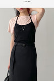 Rose Ribbed Boat Neck Short Sleeve T-shirt