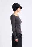 Side button slit long sleeve