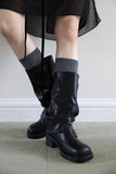 Wrinkle strap middle boots