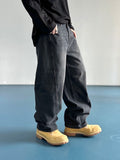 Kale Salt Washing Brushed Balloon Denim Pants