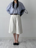 [Belt SET] Claw Pintuck Bermuda Denim Pants