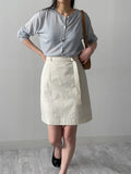 [Belt SET] Stitched Nylon Midi Skirt