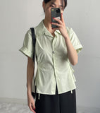 [short-sleeve ver] Ribbon Poplin Loose Fit Shirt