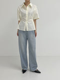 Poplin Two-Way Loose Fit Short Sleeve Shirt
