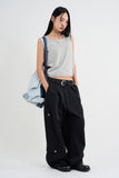 Silk button sleeveless knit top