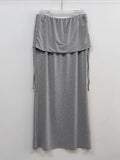 Shirred Layered Long Skirt
