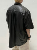S/S Vegan Light Leather Half Shirt
