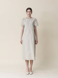 Rib Cut Button Long One Piece