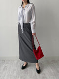 Ruffle Tencel See-through Blouse