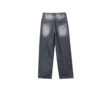 Brushed washing denim pants